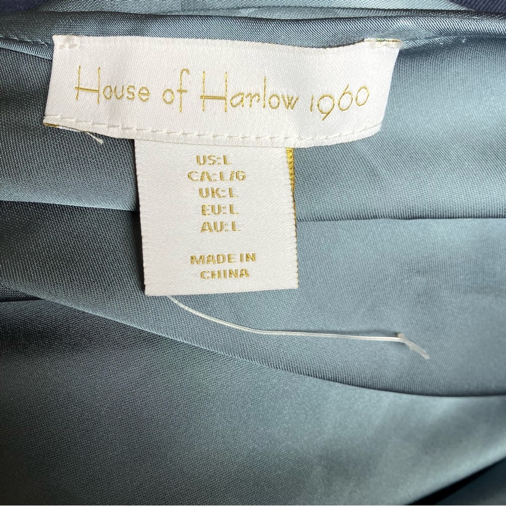 House of Harlow 1960 Halterneck Backless Baby Blue Diamond Patterned Dress Large - Picture 11 of 14